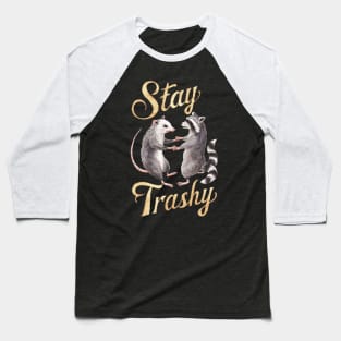 Stay Trashy Funny Possum And Raccoon Meme Lovers Baseball T-Shirt